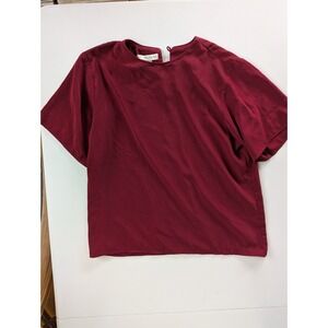 Vintage Jack Mulqueen Burgundy Designer Minimalist Boxy Blouse 80s M